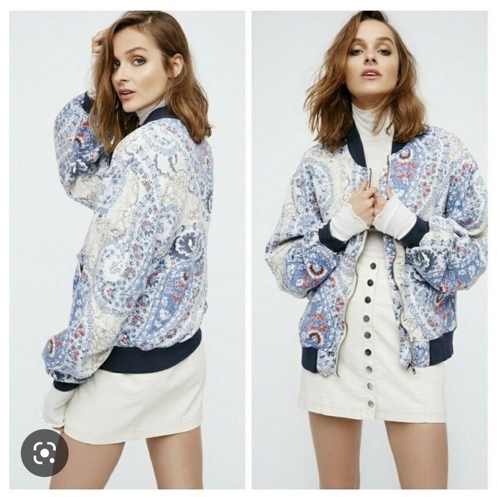 Free People Paisley Bomber Jacket XS | Boho PrintedFestival Vintage Style